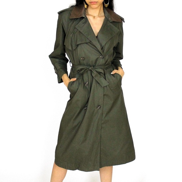 SOLD❌Vintage Olive Trench Coat - Picture 4 of 6